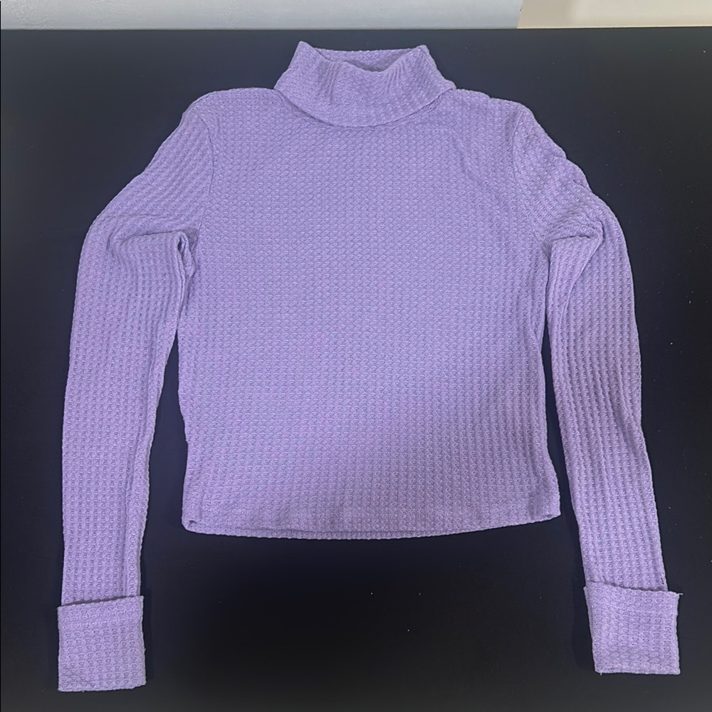 SHEIN Blue Ribbed Fitted Long Sleeve Tee